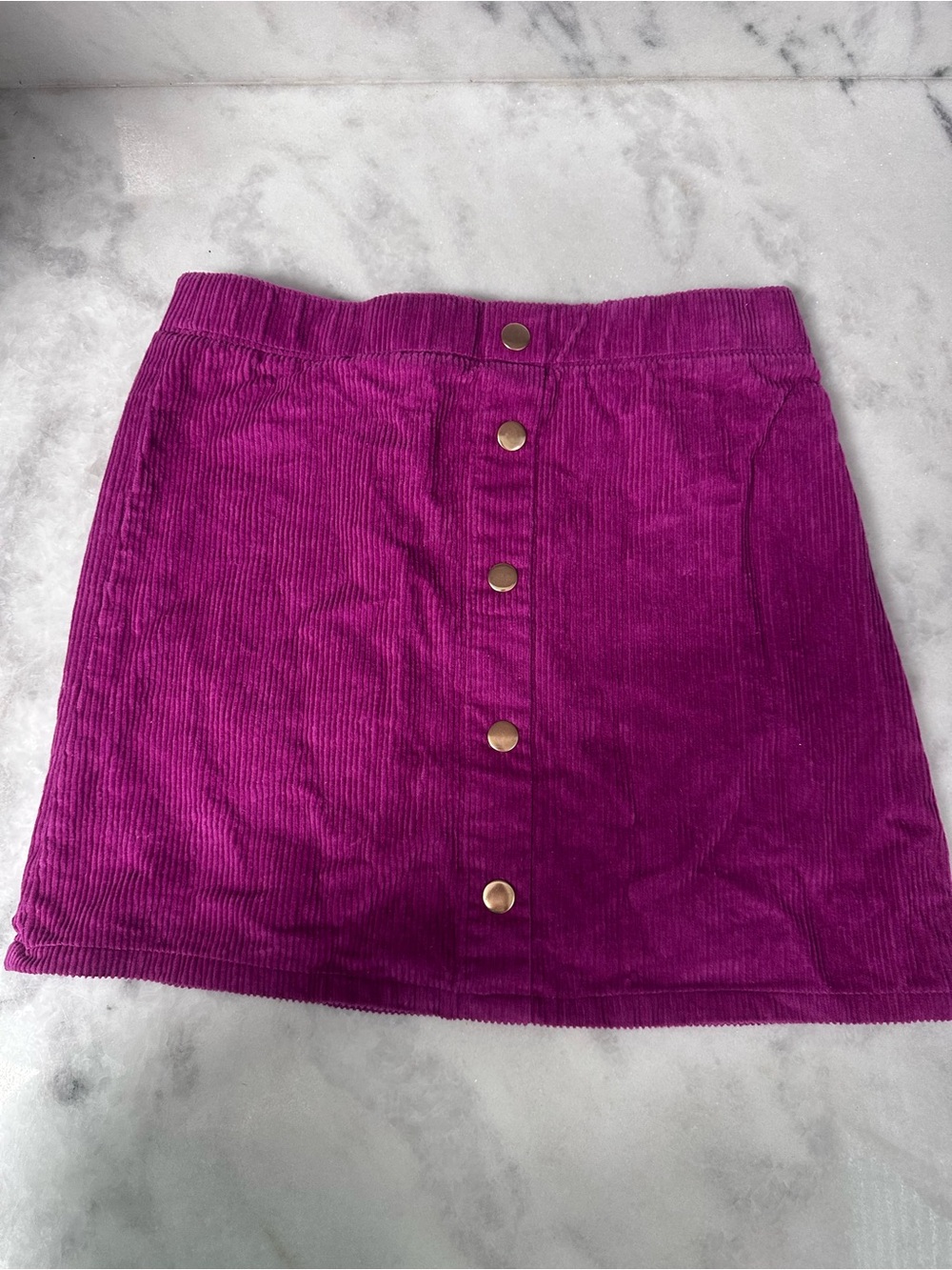 Isaac Mizrahi Fuchsia Corduroy Button-Front Mini Skirt
